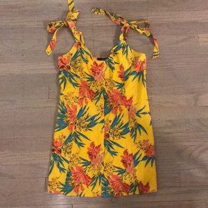 Yellow floral mini dress
